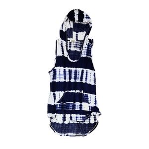 Ginger G Blue White Tie Dye Hooded Tee Pockets